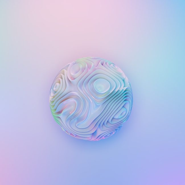 a white circular object on a multicolored background